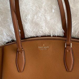 Kate Spade Monet Large Triple Compartment Tote Handbag in Gingerbread color.
